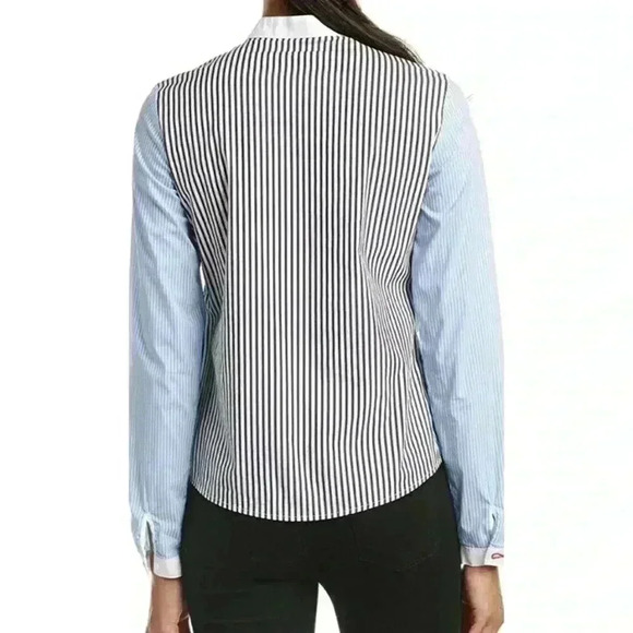 Bailey 44 Homeostasis Sky Striped Front Tie Shirt Size 4 Blue White Top. 329 - Picture 2 of 5